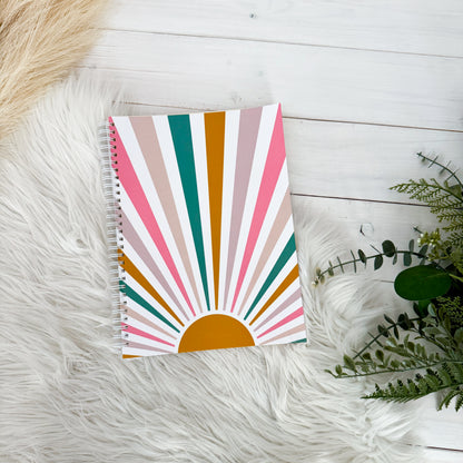 Lil' Ray O' Sunshine, Portrait notebook, Spiral Bound Notebook, Blank, Ruled or Bullet Paper, for Crafters, Fibre enthusiasts, Crocheters and Knitters