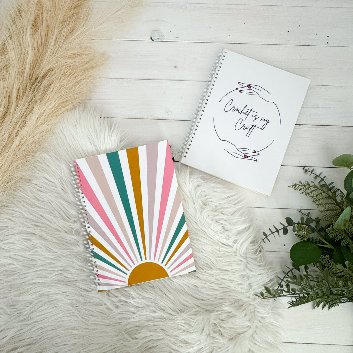 Lil' Ray O' Sunshine, Portrait notebook, Spiral Bound Notebook, Blank, Ruled or Bullet Paper, for Crafters, Fibre enthusiasts, Crocheters and Knitters