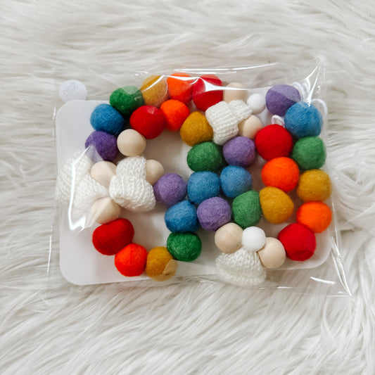 White Rainbow Mini Knitted Toque Garland
