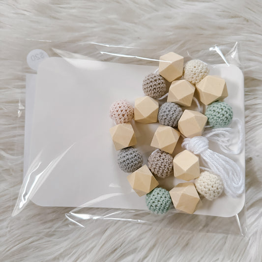 Wood and Crochet Bead Garland