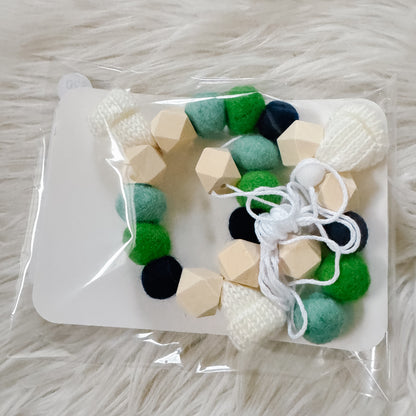 White Blue Mini Knitted Toque Garland