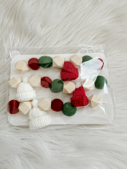 White Red Green Mini Knitted Toque Garland
