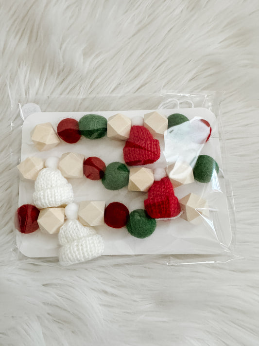 White Red Green Mini Knitted Toque Garland