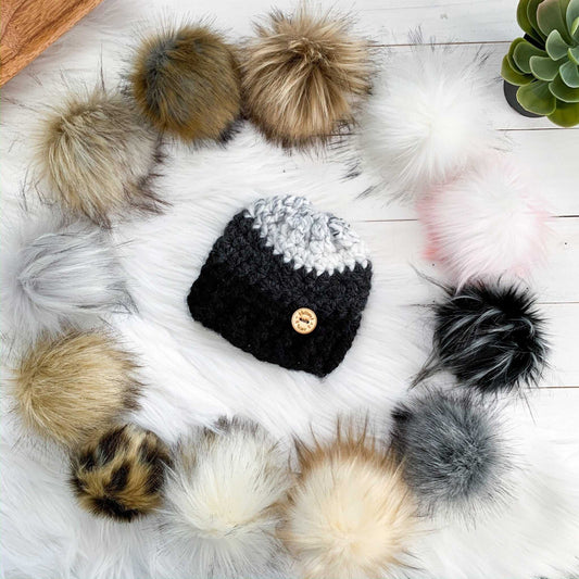 Ombre | 3-6 Months Chunky Crochet Hat | Removable Faux Fur Pom pom Hats 35 $ Buttons & Beans Co.
