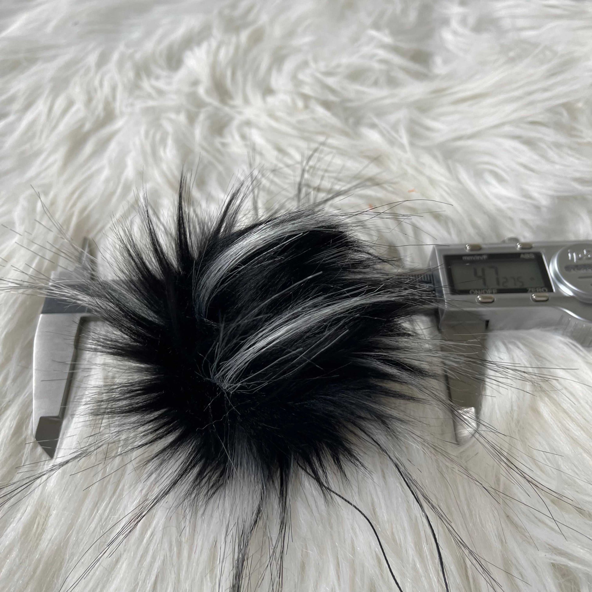 Onyx Luxury Faux Fur Pom Pom | Black and White Ties, Buttons or Snap Pompom Pom Poms 6 $ Buttons & Beans Co.