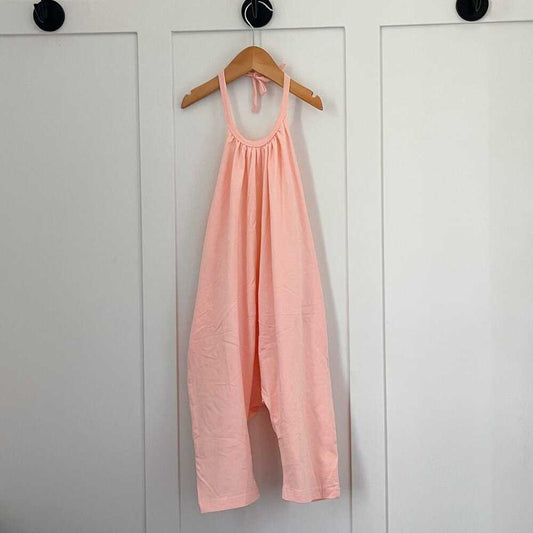 Peach Halter Sleeveless Romper, Girls Jumpsuit, Boho, Baggy, Harem, Pocket Kids > Bottoms > Jumpsuits & Rompers 9 $ Buttons & Beans Co.