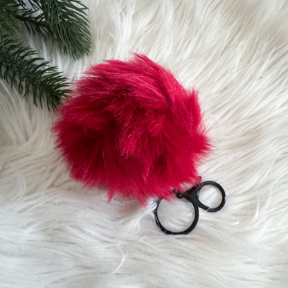 Faux Fur Pompom Keychain | Phoenix Red