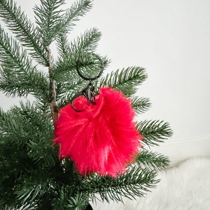 Faux Fur Pompom Keychain | Phoenix Red