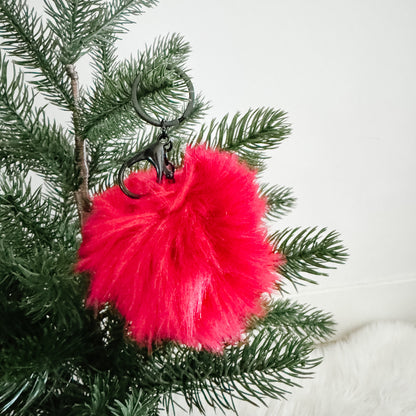 Faux Fur Pompom Keychain | Phoenix Red