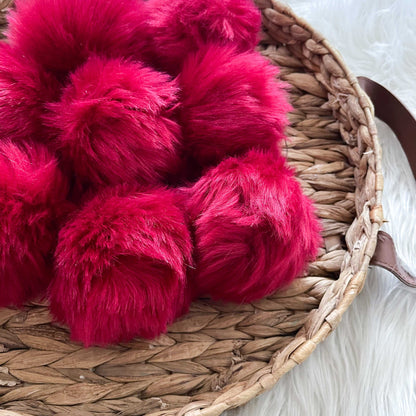 Phoenix Luxury Faux Fur Pompom | Fire Red Tie, Button or Snap Pom pom Pom Poms 7 $ Buttons & Beans Co.