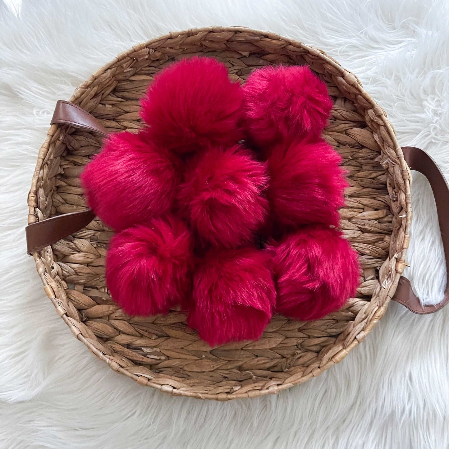 Phoenix Luxury Faux Fur Pompom | Fire Red Tie, Button or Snap Pom pom Pom Poms 7 $ Buttons & Beans Co.