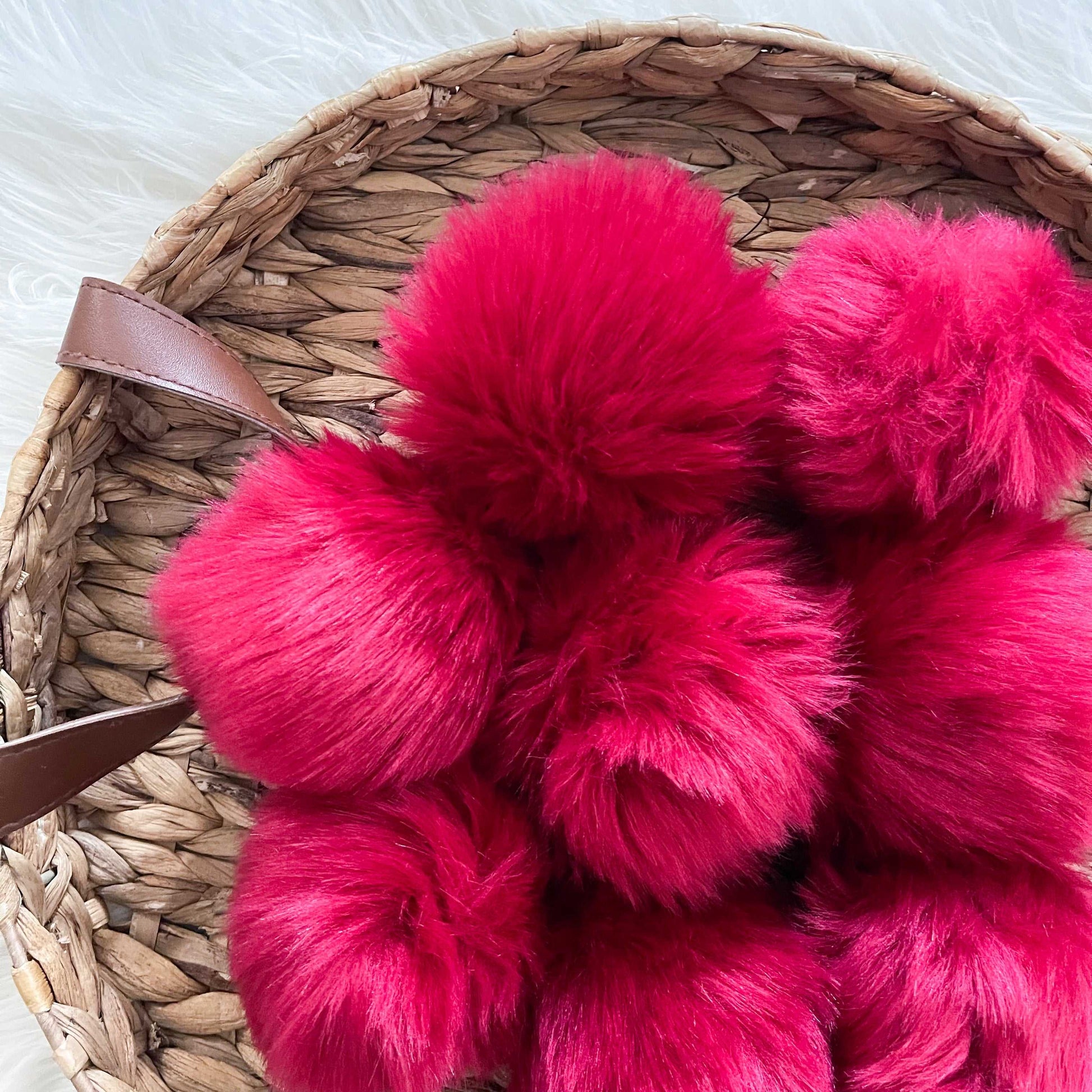 Phoenix Luxury Faux Fur Pompom | Fire Red Tie, Button or Snap Pom pom Pom Poms 7 $ Buttons & Beans Co.