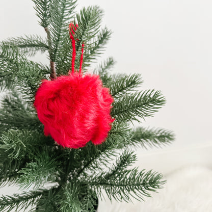 Faux Fur Pom Pom Christmas Ornament | Phoenix Red