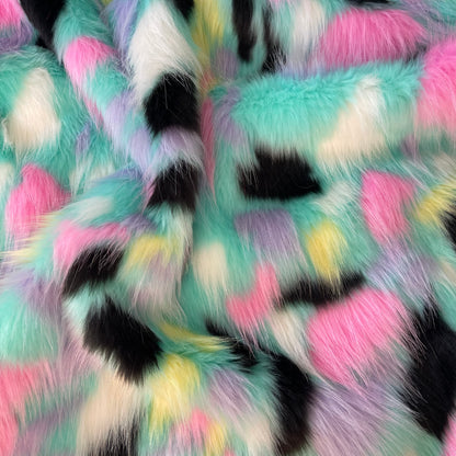 Splat Rainbow | Faux Fur Fabric by the Yard or Meter | Pompom, arts & crafts, Costume, Upholstery, stuffy