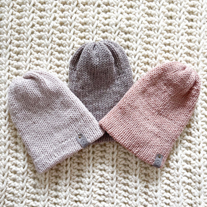 Reversa | Blush Knit Slouchy Hat | Removable Faux Fur Pompom