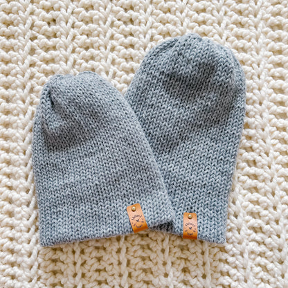 Reversa Colour Block | Grey and Ivory Knit Slouchy Hat | Removable Faux Fur Pom pom