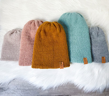 Reversa Colour Block | Succulent Green and Ivory Knit Slouchy Hat | Removable Faux Fur Pom pom