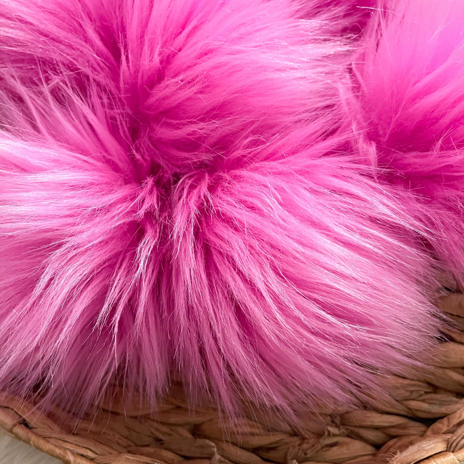 Pink Lemonade Faux Fur Pompom | Hot Pink, Tie or Button on Pom Pom Pom Poms 6 $ Buttons & Beans Co.