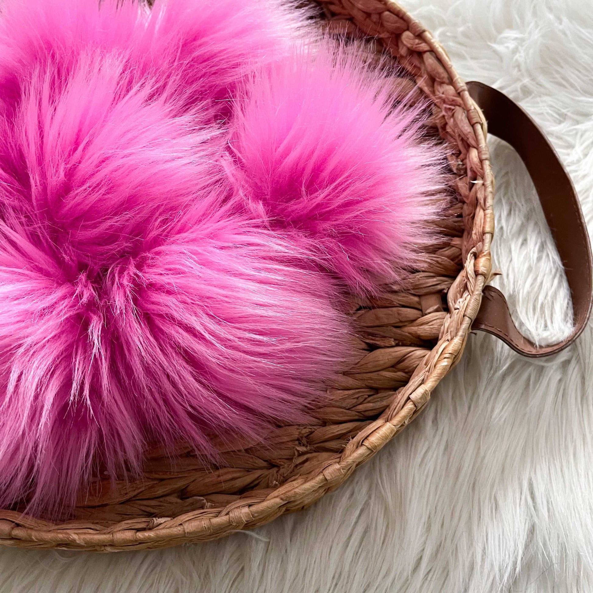 Pink Lemonade Faux Fur Pompom | Hot Pink, Tie or Button on Pom Pom Pom Poms 6 $ Buttons & Beans Co.