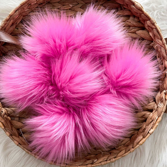 Pink Lemonade Faux Fur Pompom | Hot Pink, Tie or Button on Pom Pom Pom Poms 6 $ Buttons & Beans Co.