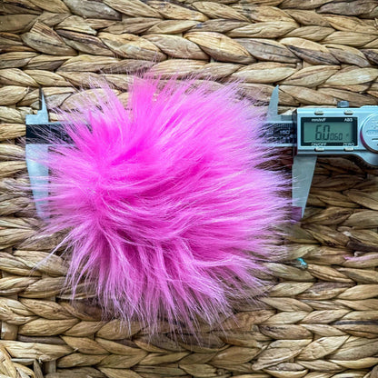 Pink Lemonade Faux Fur Pompom | Hot Pink, Tie or Button on Pom Pom Pom Poms 6 $ Buttons & Beans Co.