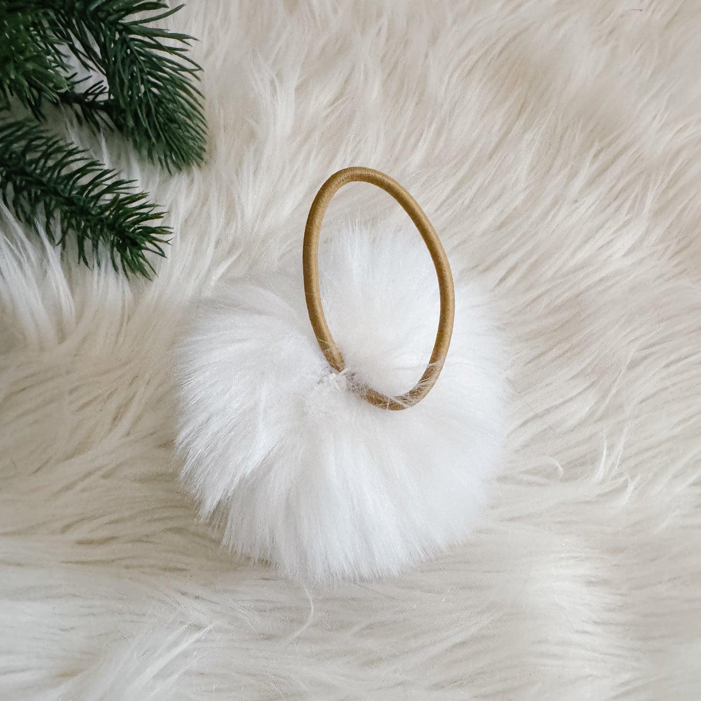 Faux Fur Pompom Hair Tie | Polar White