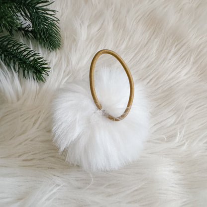 Faux Fur Pompom Hair Tie | Polar White