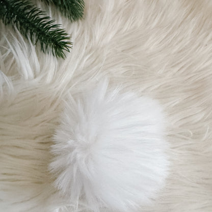 Faux Fur Pompom Hair Tie | Polar White