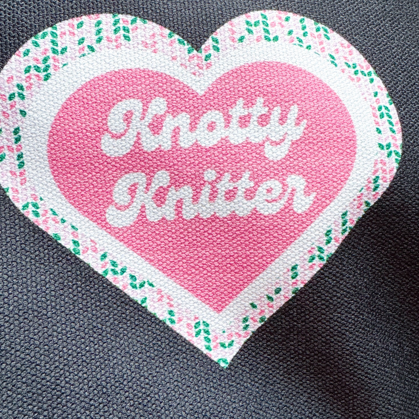 Knotty Knitter, Black or White Carry All Project Pouch, Canvas and Denim Zipper Pull Bag, Crocheter, Knitter, Yarn Collector Case, Organizer