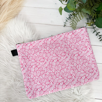 Knotty Hooker Dark Pink, Black or White Carry All Project Pouch, Canvas and Denim Zipper Pull Bag, Crocheter, Knitter, Yarn Collector Case, Organizer