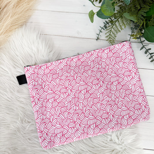 Crochet is my Craft, Carry All Project Pouch, Canvas and Denim Zipper Pull Bag, Crocheter, Knitter, Yarn Collector Case, Organizer