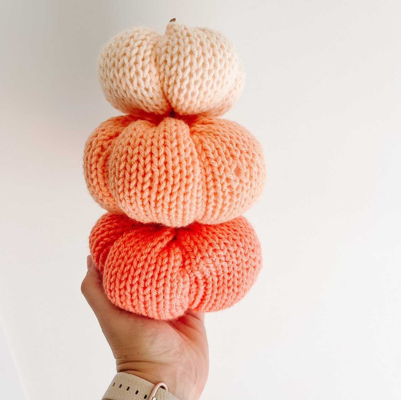 Pumpkin | Peach Knit Fall Decor Pumpkins 20 $ Buttons & Beans Co.