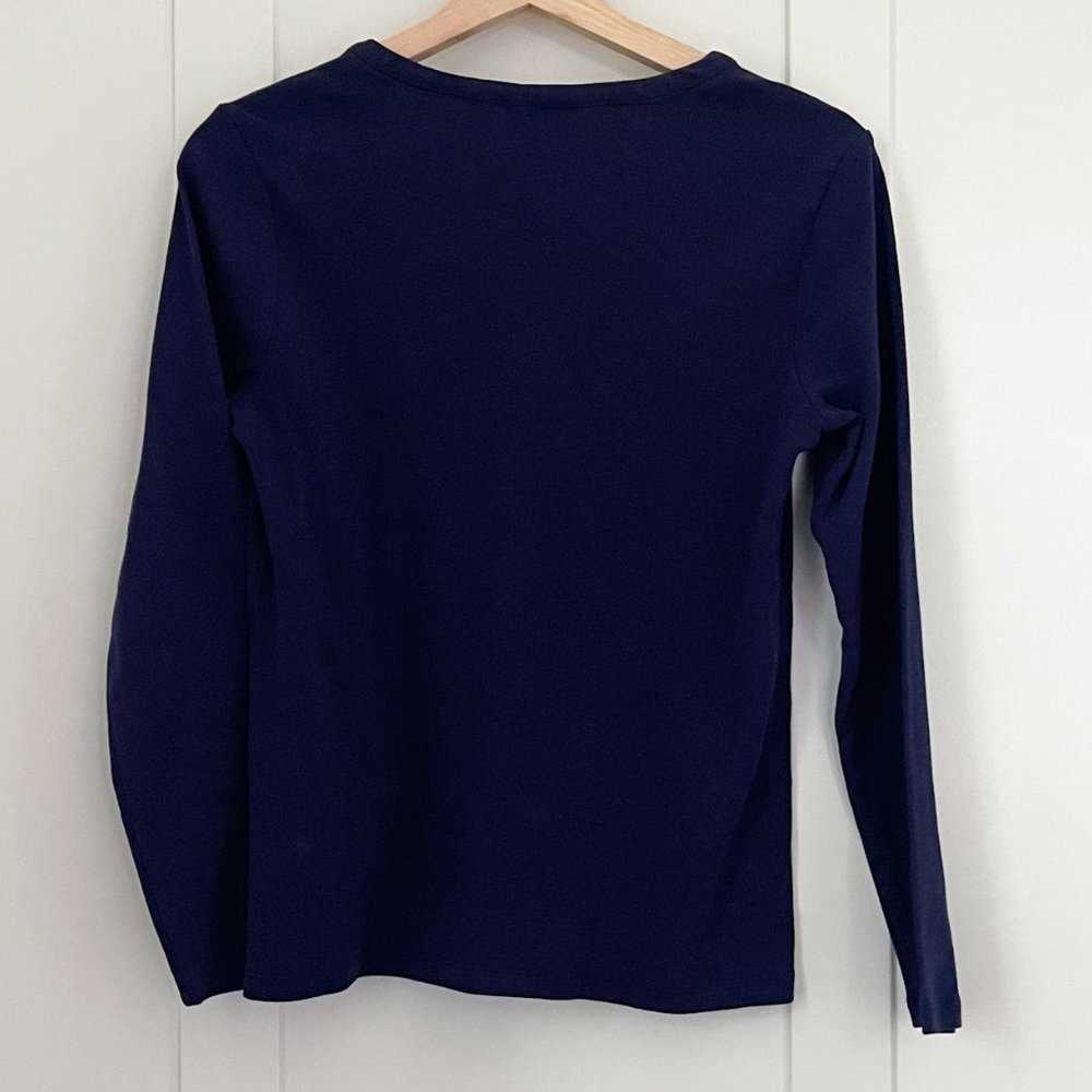 Rafaella Women’s Cotton Split V Neck Long Sleeve Top Navy Blue T-Shirt Women > Tops > Tees - Long Sleeve 15 $ Buttons & Beans Co.