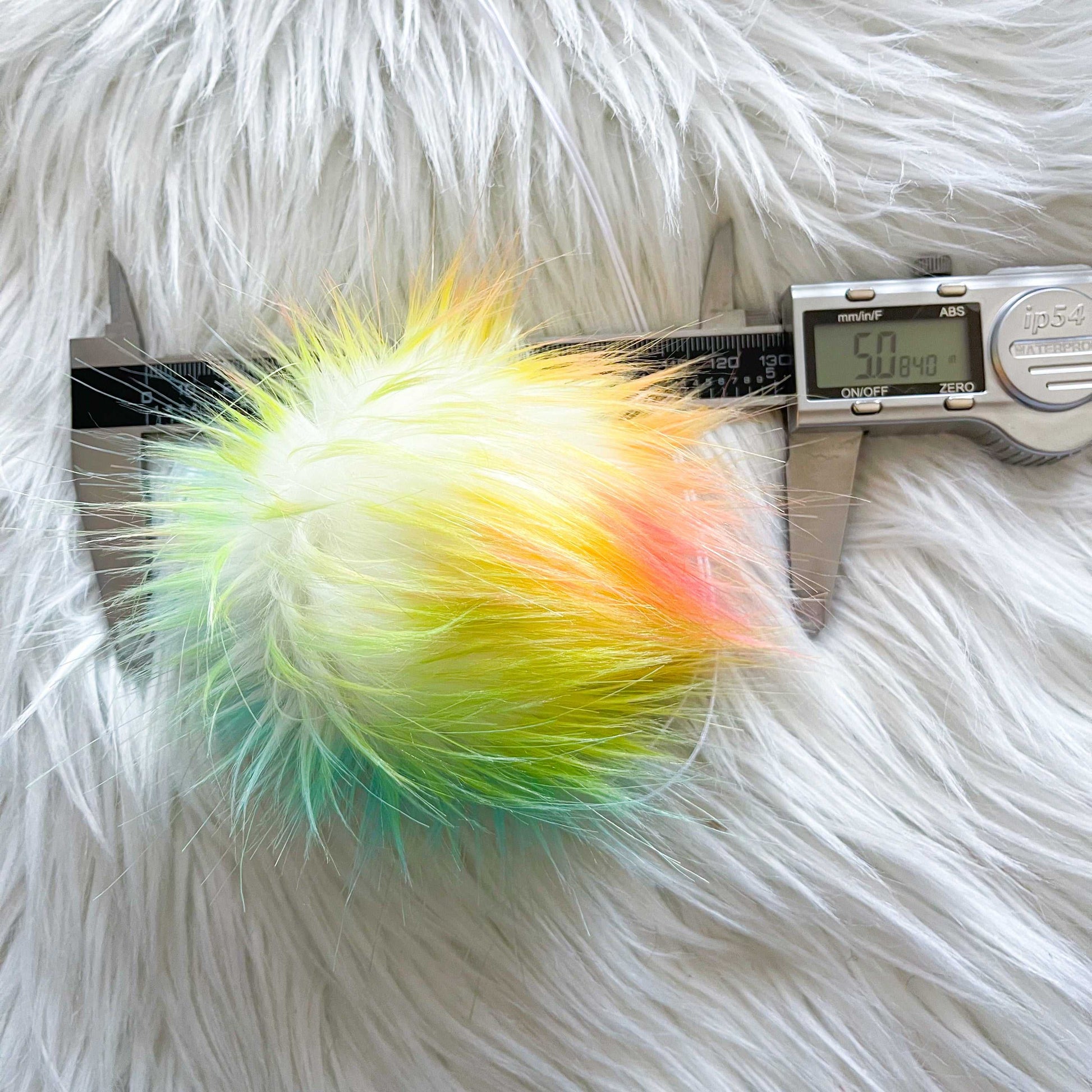 Rainbow Luxury Faux Fur Pompom | Tie, Button or Snap Pom pom Pom Poms 6 $ Buttons & Beans Co.