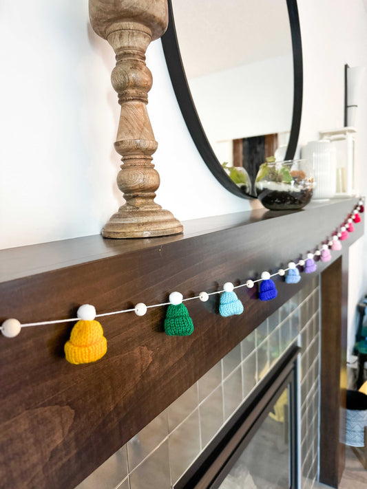 Rainbow Mini Knitted Toque Garland Home decor 25 $ Buttons & Beans Co.