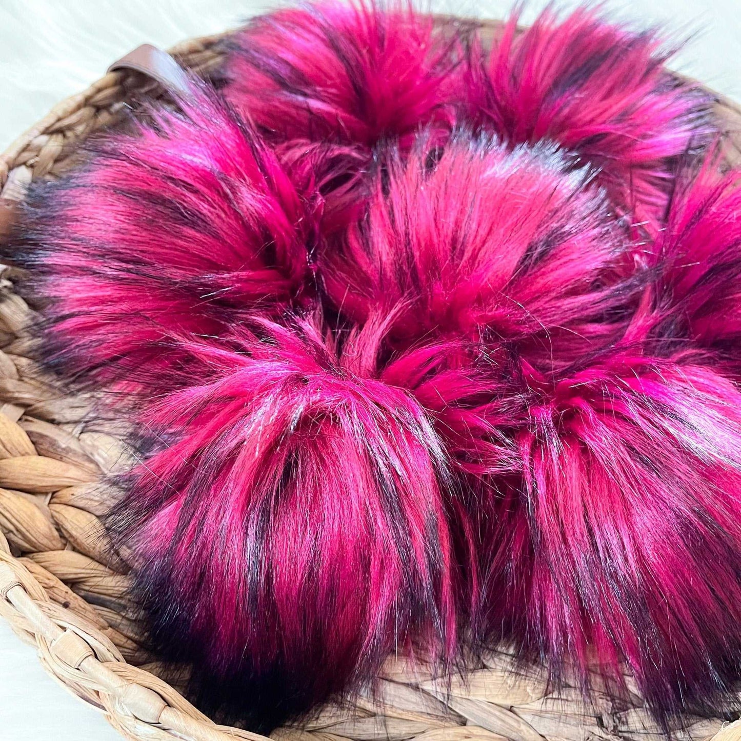 Raspberry Truffle Luxury Faux Fur Pom pom | Fuschia and Black Tie, Button or Snap Pom pom Pom Poms 7 $ Buttons & Beans Co.