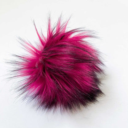 Raspberry Truffle Luxury Faux Fur Pom pom | Fuschia and Black Tie, Button or Snap Pom pom Pom Poms 7 $ Buttons & Beans Co.