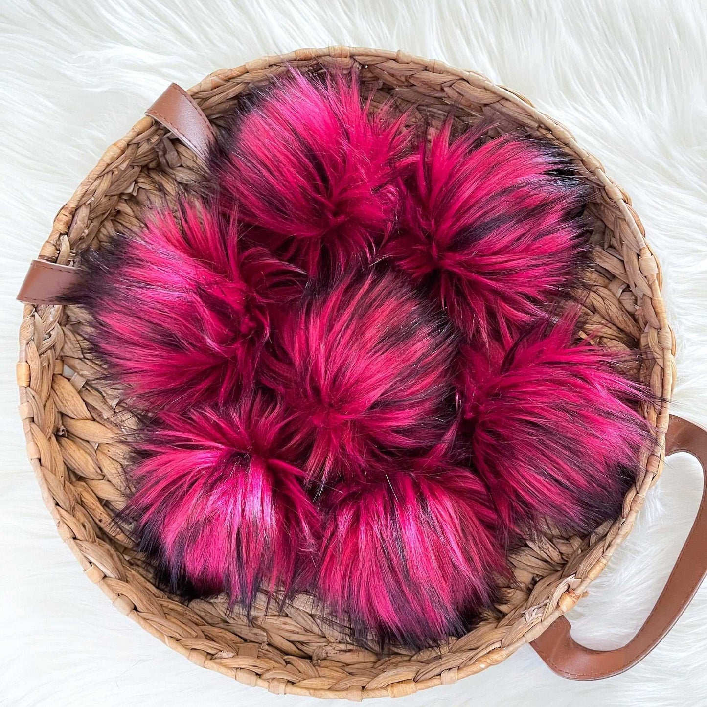 Raspberry Truffle Luxury Faux Fur Pom pom | Fuschia and Black Tie, Button or Snap Pom pom Pom Poms 7 $ Buttons & Beans Co.