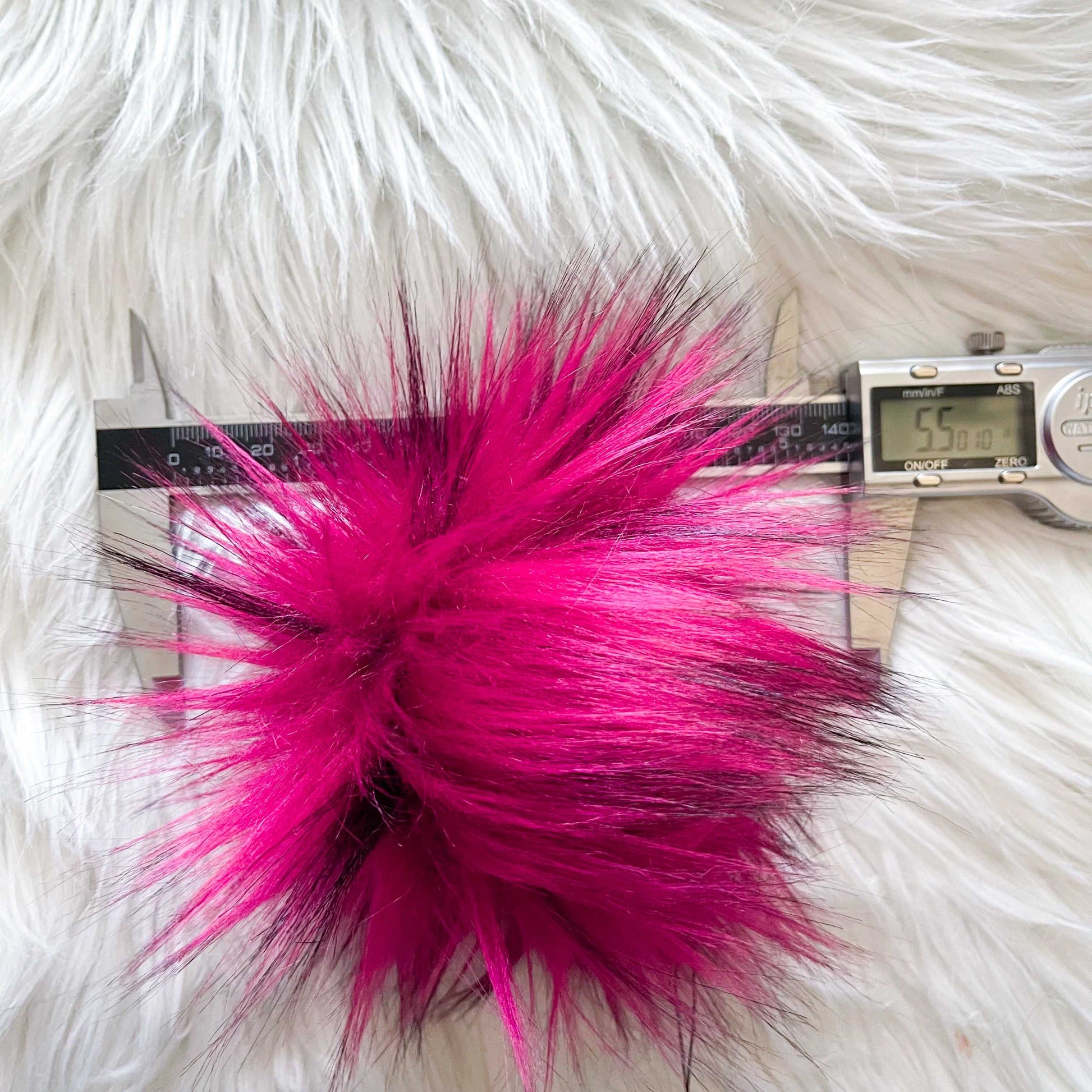 Raspberry Truffle Luxury Faux Fur Pom pom | Fuschia and Black Tie, Button or Snap Pom pom Pom Poms 7 $ Buttons & Beans Co.