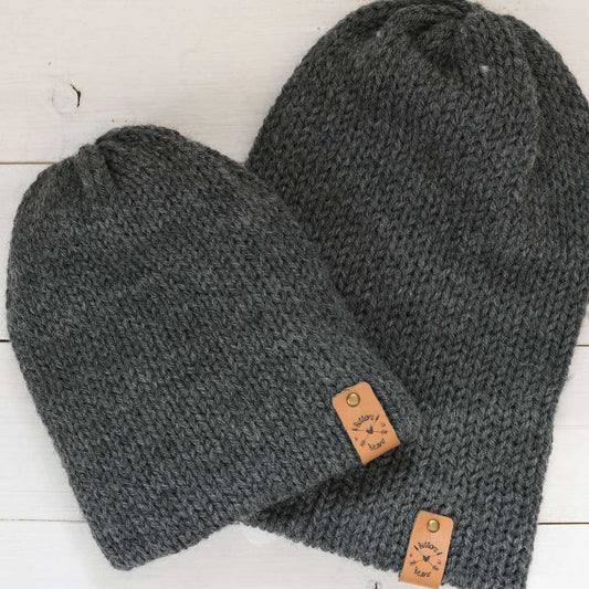Reversa | Baby Charcoal Knit Slouchy Hat | Removable Pompom Hats 35 $ Buttons & Beans Co.