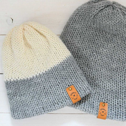 Reversa Colour Block | Grey Knit Slouchy Hat | Removable Pompom Hats 35 $ Buttons & Beans Co.