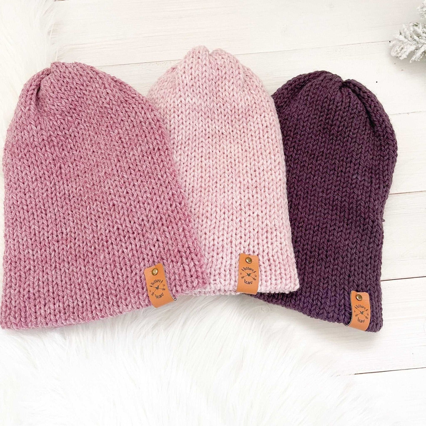 Reversa | Rose Pink Knit Slouchy Hat | Removable Pompom Hats 35 $ Buttons & Beans Co.