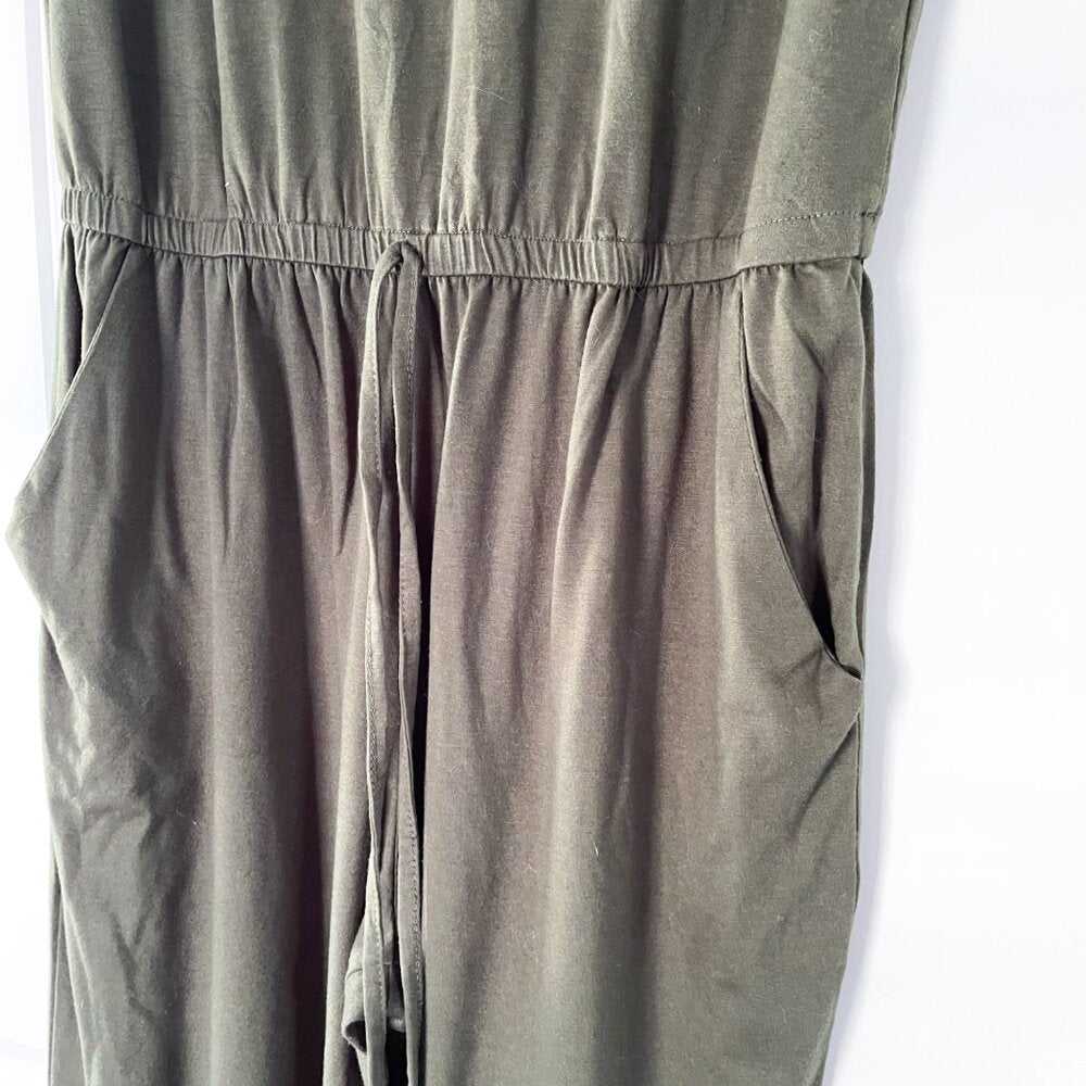 Solid Drawstring Waist Keyhole Army Green Jumpsuit Romper Women > Pants & Jumpsuits > Jumpsuits & Rompers 13 $ Buttons & Beans Co.