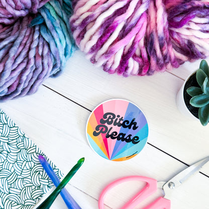 B! Please Swirls Premium Vinyl Sticker, Crochet Funny, Crocheting Gift, Sassy Knitter Crocheter Humour