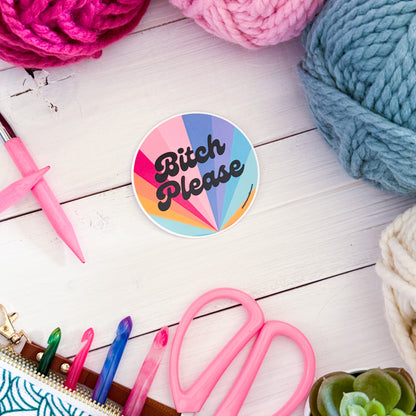 B! Please Swirls Premium Vinyl Sticker, Crochet Funny, Crocheting Gift, Sassy Knitter Crocheter Humour