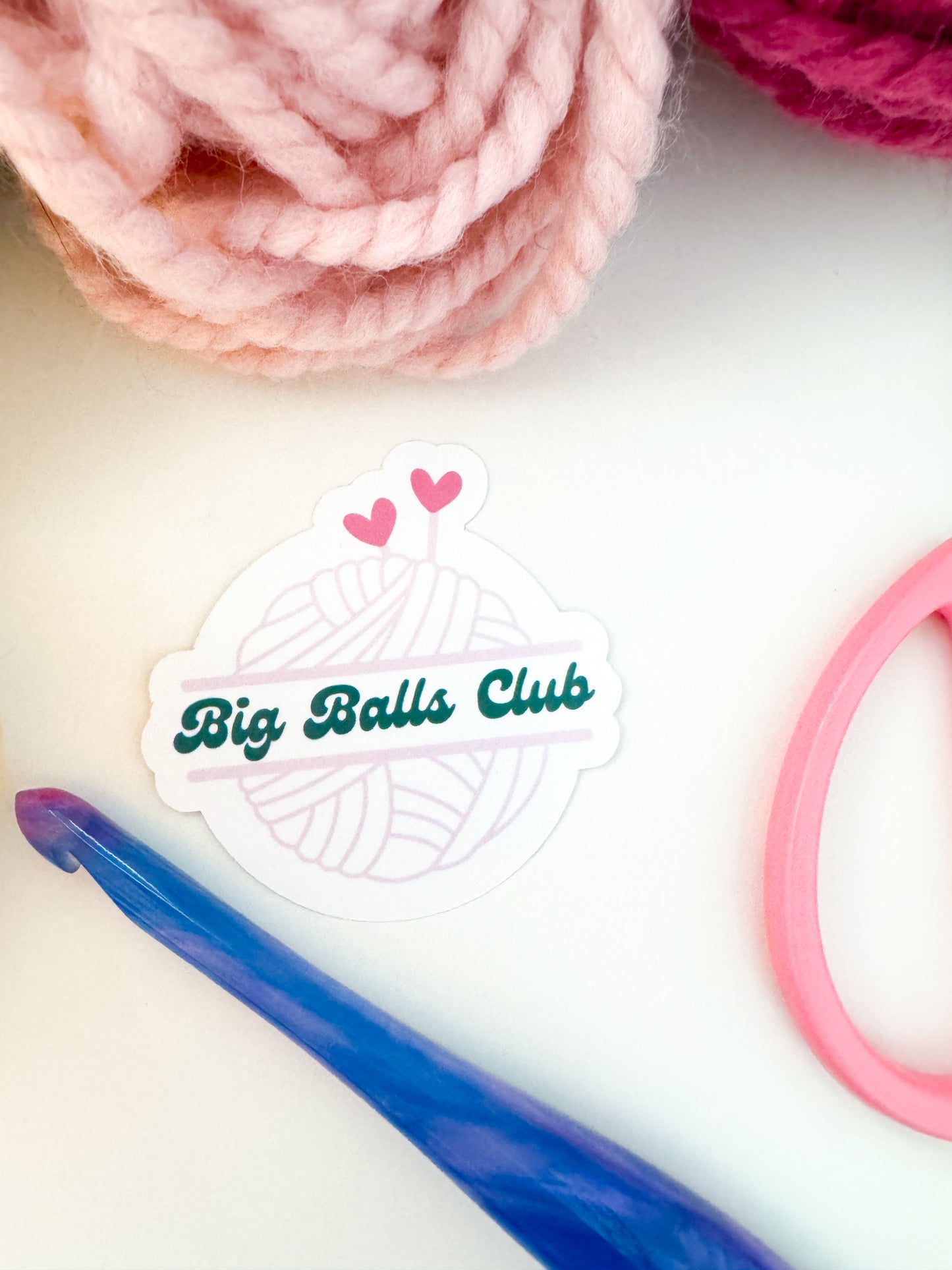 Big Balls Club Premium Vinyl Sticker, Crochet Funny, Crocheting Gift, Sassy Knitter Crocheter Humour