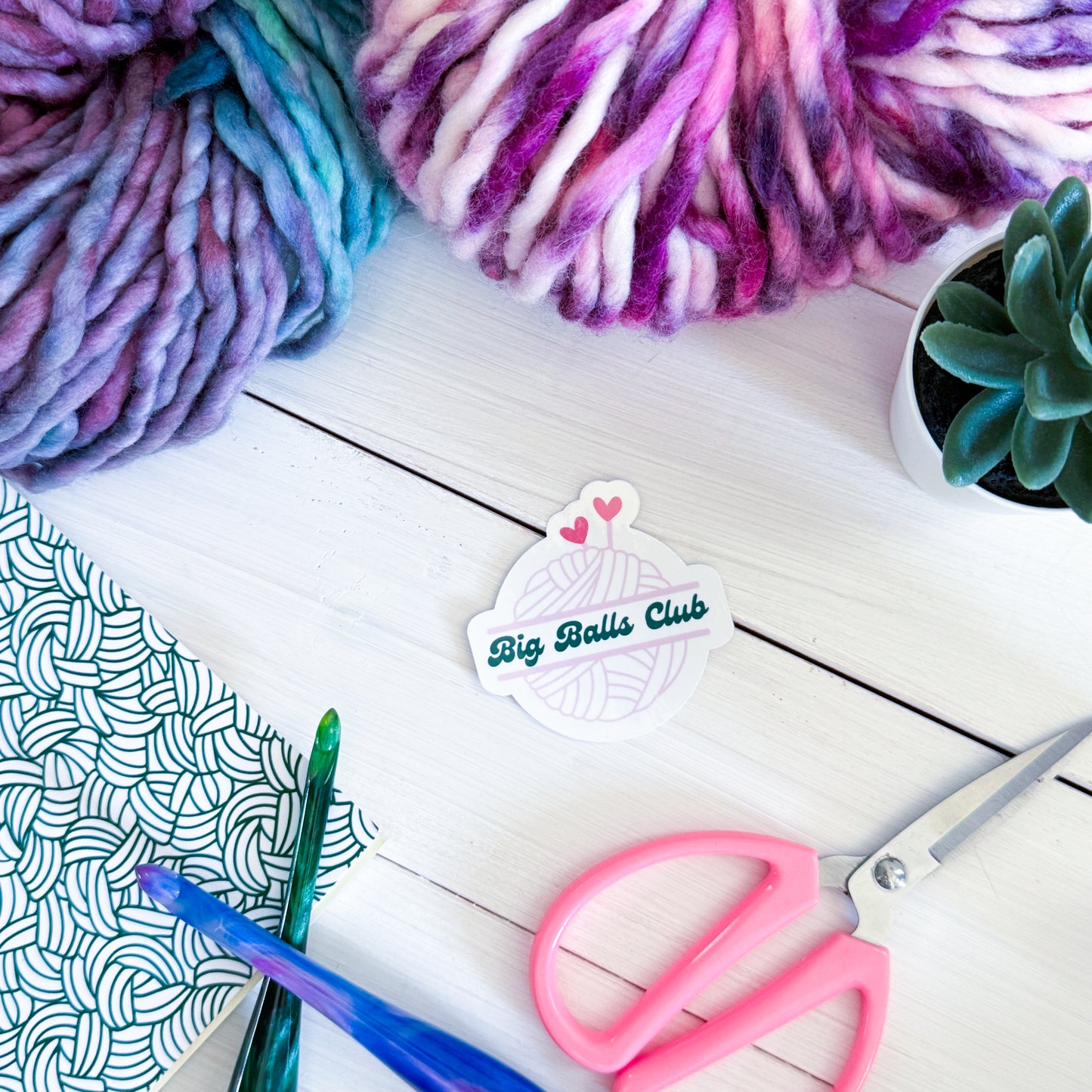 Big Balls Club Premium Vinyl Sticker, Crochet Funny, Crocheting Gift, Sassy Knitter Crocheter Humour