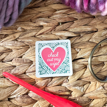 Check out my WIPS 2.0 Square Knot Heart Premium Vinyl Sticker, Crochet Funny, Crocheting Gift, Sassy Knitter Crocheter Humour
