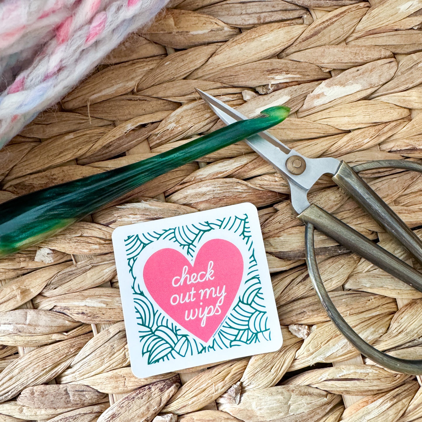 Check out my WIPS 2.0 Square Knot Heart Premium Vinyl Sticker, Crochet Funny, Crocheting Gift, Sassy Knitter Crocheter Humour