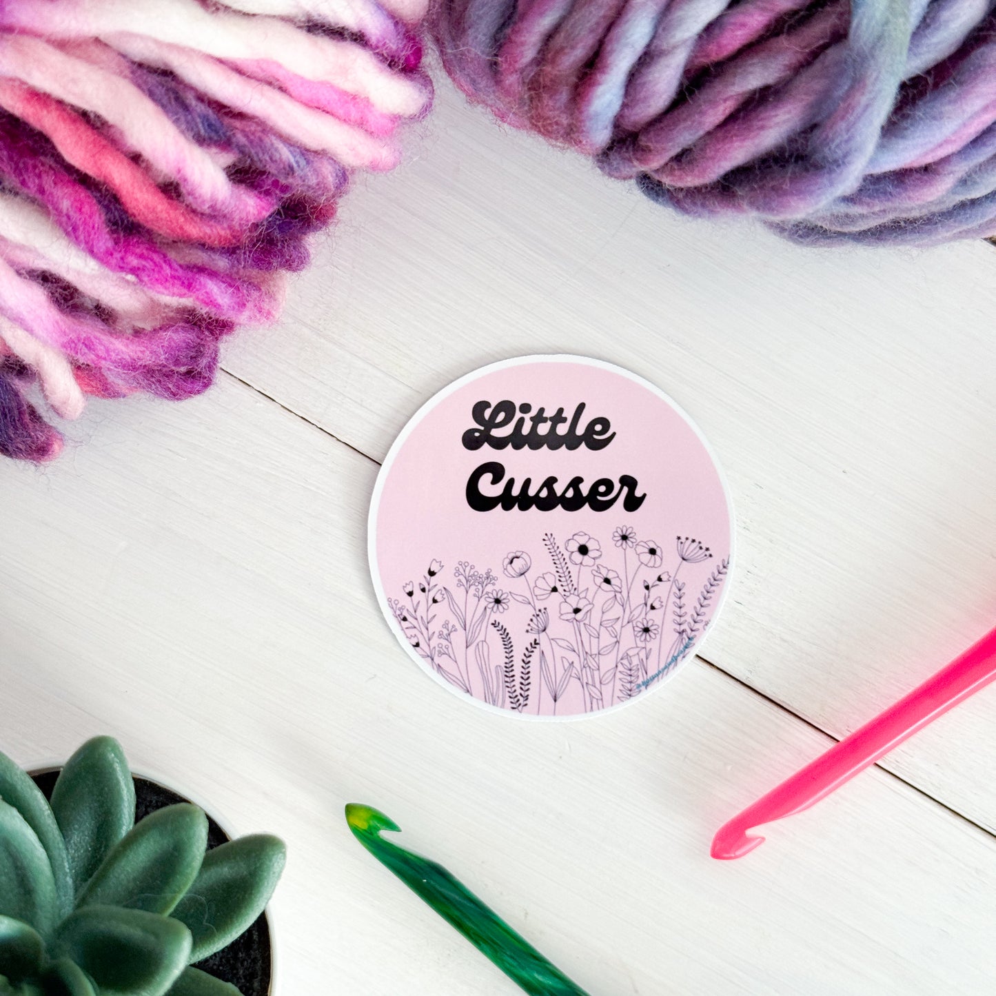Little Cusser, Flowers Premium Vinyl Sticker, Sassy Twisty Humour, Boundary Setting Funny